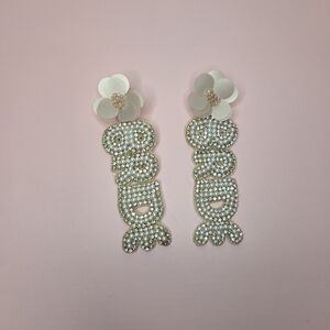 Elegant Pearl and White Floral Earrings